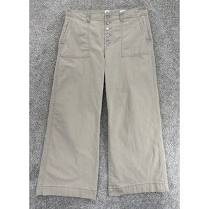 Gap High Rise Wide Leg Pants Womens 16 Khaki Utility Stretch Button Fly 90s Boho